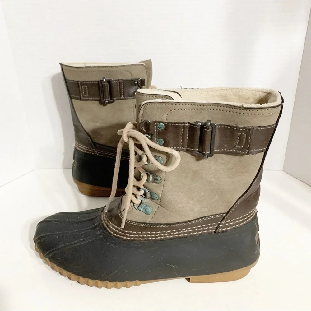Vintage Esprit Suede Leather and Rubber Duck Boots Lace-up Fleece Lined Winter❄️ - Picture 3 of 9